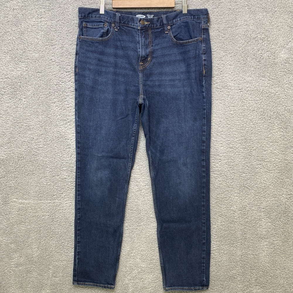 Old Navy Athletic Taper Jeans Men 39x32 Blue Denim Built In Tough Built In Flex